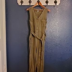 Olive Sleeveless Boiler Suit